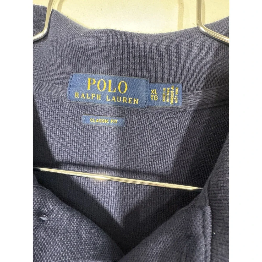 Polo Ralph Lauren Pique Knit Cotton Long Sleeve Classic Polo Shirt‎ Mens XL Blue